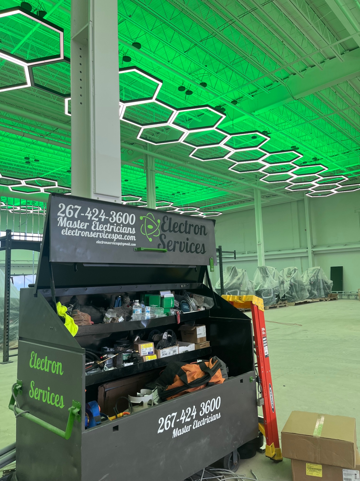 Warehouse high-bay lighting installation